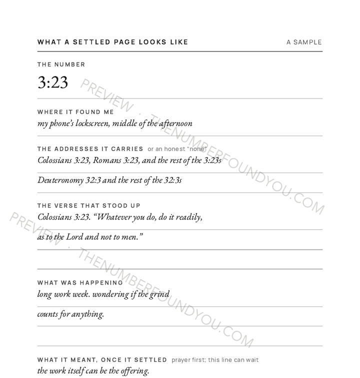 A filled sample page from the Catch Journal